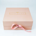 Custom Logo Collapsible Pink Rigid Cardboard Packaging Magnetic Paper Gift Box with Pink Ribbon Closure