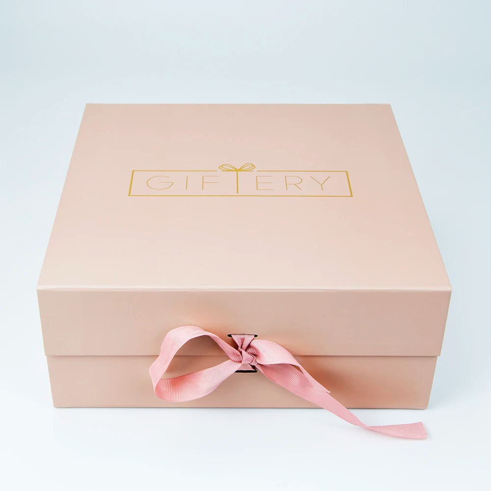 Custom Logo Collapsible Pink Rigid Cardboard Packaging Magnetic Paper Gift Box with Pink Ribbon Closure