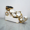 Metal Stainless Steel Gold Shampoo Bed Semi-reclining Shampoo Chair With Footrest Adjustment for Barber Shop