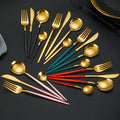 Northern Europe Style Cutlery Set 4 Pieces Gold Stainless Steel Flatware Silverware Set Knife Fork Spoon Set for Home