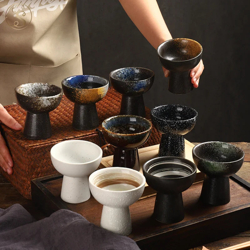 Japanese Style Ceramic Ice Cream Bowl Tall Bowl Snack Dishes Commercial Tableware