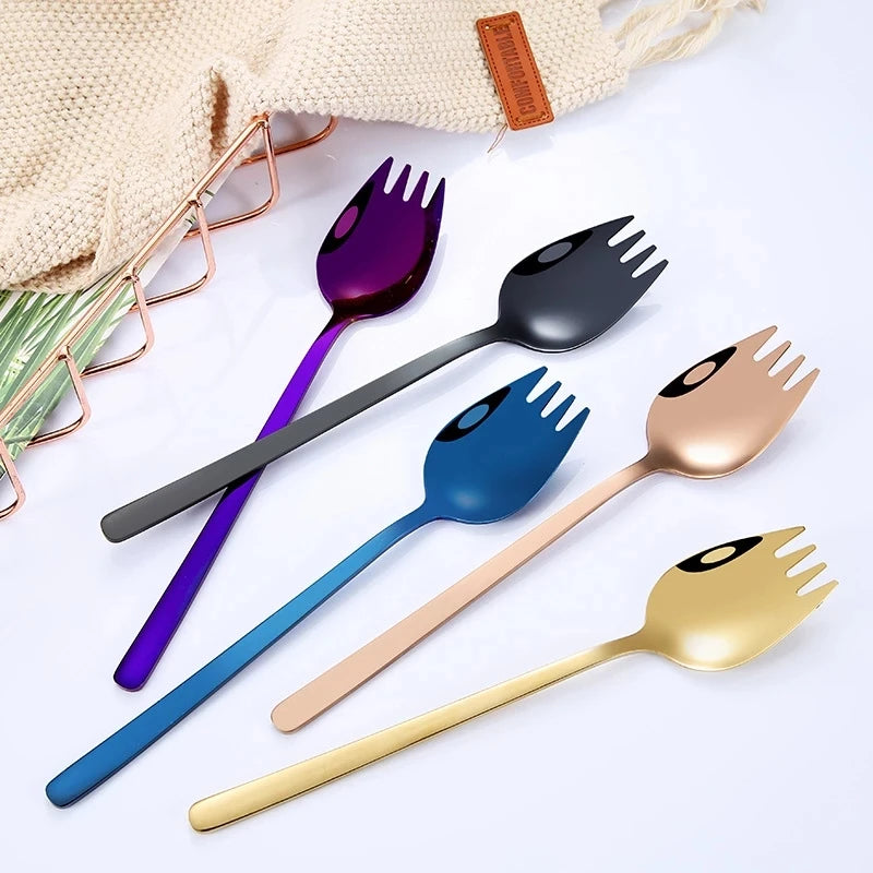 Dessert Fork Fruit Appetizer Fork Spoon Stainless Steel Spork Soup Salad Noodle Spork Salad Spoon