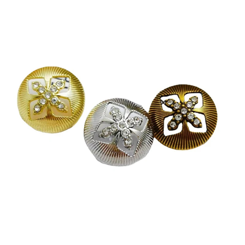 Hollow Alloy Rhinestones Combination Vintage Round Button for Hair Accessories Garment Buttons Bag Decoration Sewing on Buttons