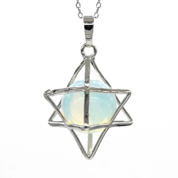 HZ Wholesale Natural Stone Hexagram Merkaba Star Women Pendant Reiki Opalite Crystal Bead Drop Pendants Crystals Wholesale Bulk