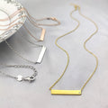 Zircon Blank Plate Bar Pendant Engravable Name 925 Sterling Silver Bar Necklace for Choker Layer Style