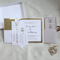 Embossing Hardcover Gate Fold Wedding Invitation with Box and Customized Birthday Invitation Cards Custom Elegant White Invites