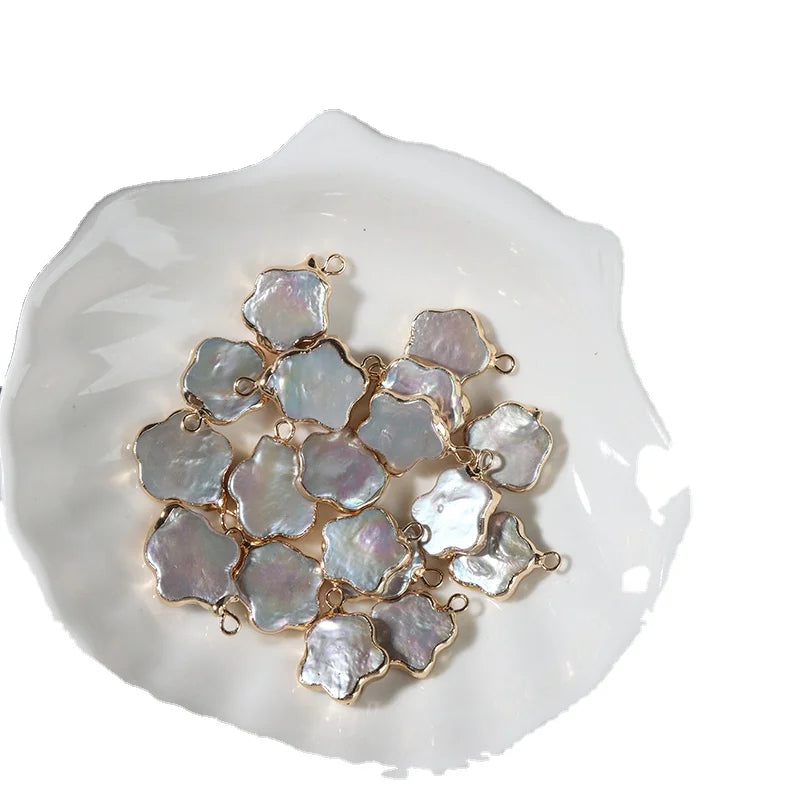 Baroque Flower Natural Fresh Water Pearl Gilt Wrapped Single Hanging Diy Jewelry Necklace Earring Accessories Wholesale