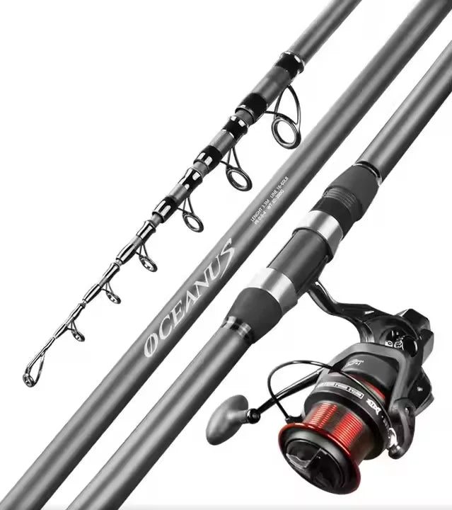 2.1m-5.4m Surf Casting Rod Pole Carbon Extendable Surfcasting Telescopic Rock Sea Fishing Rods Long Casting Surf Fishing Rod