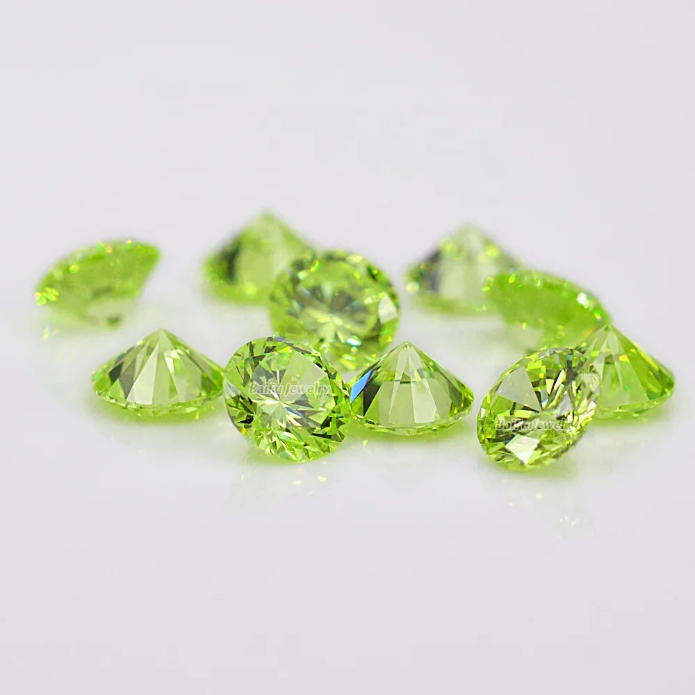 Baifu Jewelry Top Quality Loose Round Peridot CZ Stones