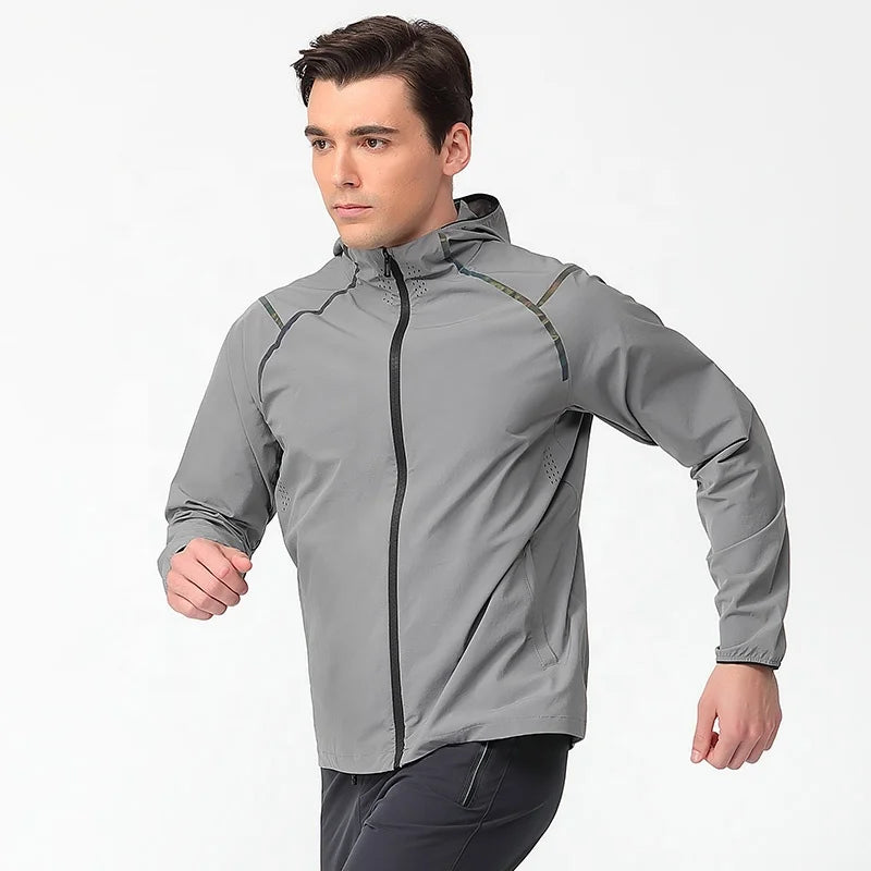 Sweatpants and Jacket Set Workout Mens Breathable Jackets Hoodie Windproof Joggers Wears Gym Fitness for Mens