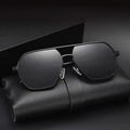 QSKY Summer Hot-selling Men Personality Oversized square Metal Frame Double Girder Cycling Driving Uv400 Polarized Sunglasses