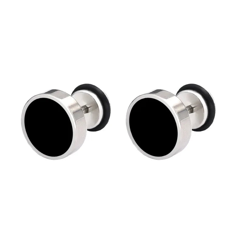 Europe United States Hot Sale Simple Fashion Personality Stainless Steel Stud Earrings With Enamel Men Women Dangle Earrings