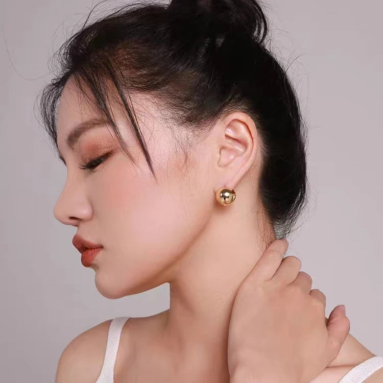 2023 Wholesale Fashion Stainless Steel 14K Gold Plated Chunky Earrings Geometric Trendy Jewelry for Women's Wedding Party Gift