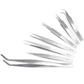 Anti Static Pointed Elbow Round Head Stainless Steel Tweezers