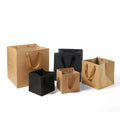 Customized Christmas Brown Kraft Paper Bag Square Bottom Bouquet Packaging for Flower Gifts Offset Printing Handmade Craft