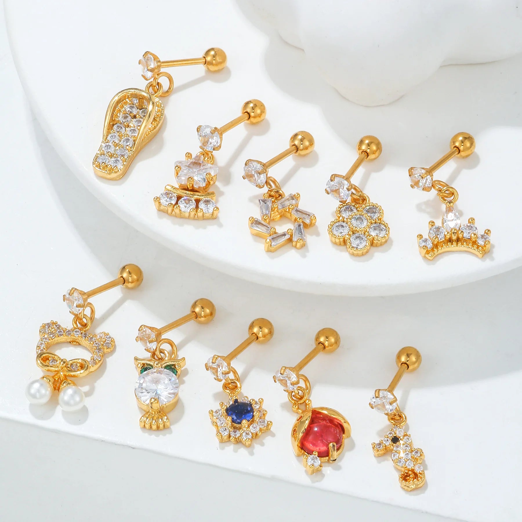 Vibrant 3A Multicolor Zircon Spiral Stud Earrings Trendy Piercing Jewelry Unique Twisted Ear Accessories for Fashionable Look