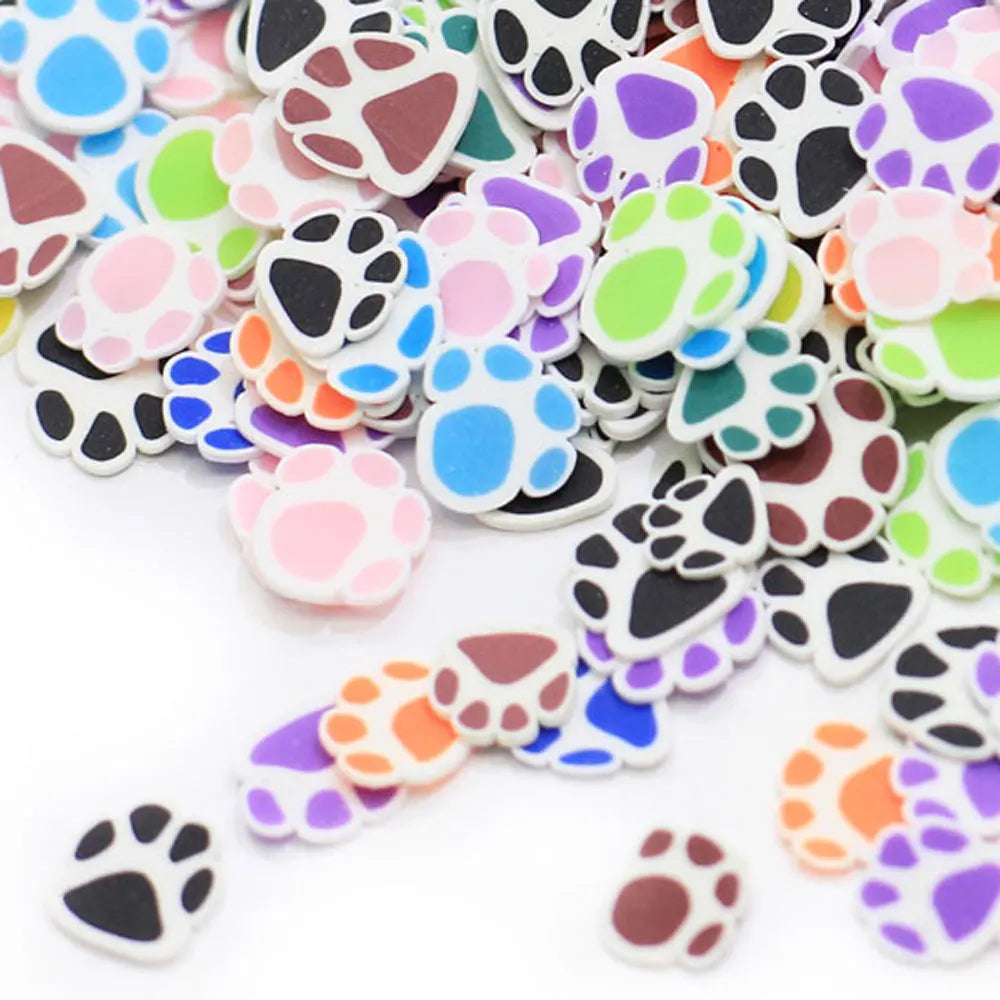 5mm Paw Print Polymer Clay Sprinkles for Kids DiySoft Clay for Crafts Making/Nail Art/Scrapbook Decoration DIY