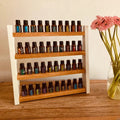 JUNJI Wall Mount Essential Oil Storage Organizers 4 Tier Nail Polish Rack Holder Wood Floating Shelves for Bottles Storage