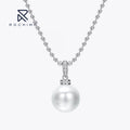 Rochime Trendy 12mm Pearl Pendants Necklace Jewelry Sliver 925 Women Wholesale Fashion Jewelry Accessories