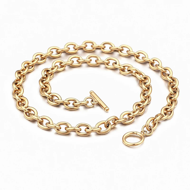 HIP HOP Necklace Jewelry 6mm 8mm Stainless Steel OT Link Chain Necklace Wholesale Cable Chain Necklace Accessories