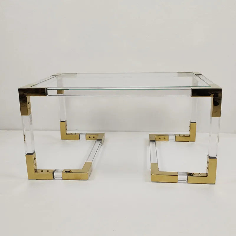 Luxury Sitting Room Acrylic Furniture  Central Gold Stainless Steel Glass Tea Table Acrylic Coffee Tables
