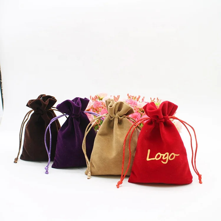 Hot Sale Custom Velvet Drawstring Pouch Personalized with Logo and Size for Jewelry Gift Packaging