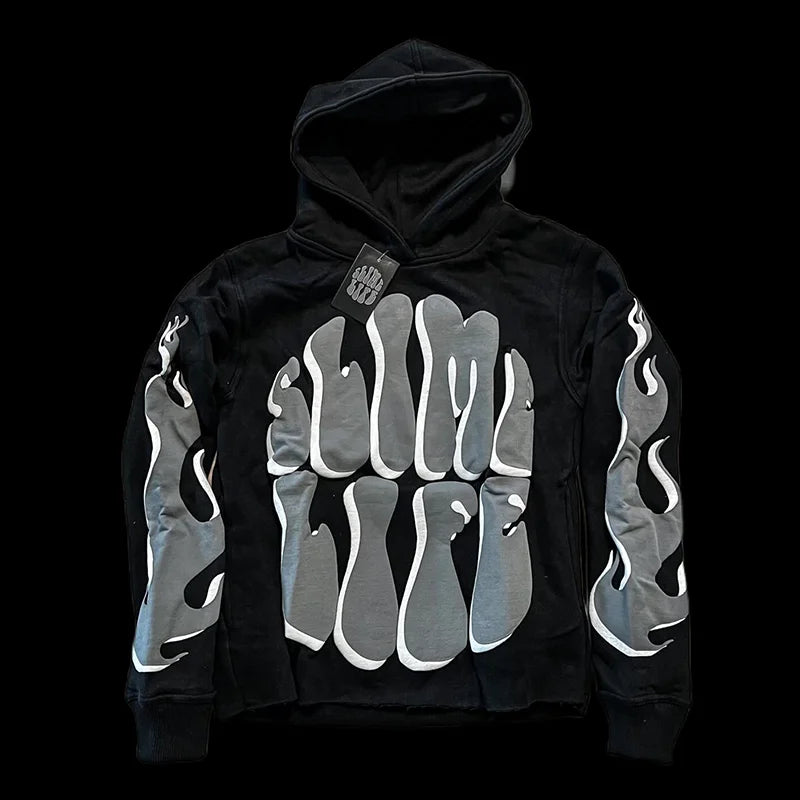 Winter Embroidered 100% Cotton Heavy Weight Fleece Drop Shoulder Oversize Baggy Hoodie and Sweatpants Tracksuit for Men