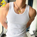 230 GSM Men's Cotton Polyester Gym Vest Custom Logo Solid Plain Sleeveless Top Bodybuilding Fitness Men Tank Top