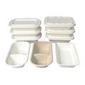 Disposable Biodegradable Sugarcane Bagasse Takeaway Food Box with Embossing for Sushi and Fast Lunch Packaging