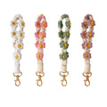 Wrist Lanyard Keys Cute Flower KeyChain for Women Keyring Holder Handmade Boho Macrame Keychain Weave Bracelet Wristlet Keychain