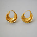 Textured Hoop Earrings French Style Vintage Gold Plating Irregular Twist Crescent Huggie Earrings
