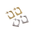 MJ Women's Stylish 18K Gold Plated Stainless Steel Diamond Hoop Earrings Irregular Geometric Shape Dangle Studs Trendy Fashion