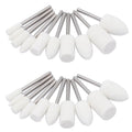 20-Piece 1/8" Shank Jewelry Rotary Tool Mounted Abrasive Grinder Head 3mm White Wool Felt Buffing Grinding Polishing Wheels
