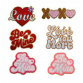 Big Size Be Mine Handmade Chenille Nonwoven Felt Embroidered Iron on Applique Patches with Heart Love Shape Colors for Hoodies