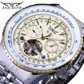 JARAGAR JAR034 Flying Series Golden Bezel Scale Dial Design Stainless Steel Mens Watch Top Luxury Automatic Mechanical Clock