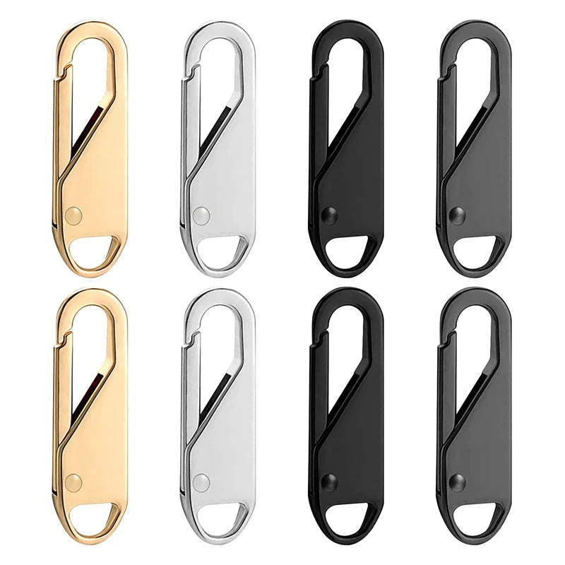 8 Pieces Detachable Zipper Pull Tabsfor Luggage Clothing Jackets Backpacks Boots Purse Coat(Silver Black Gold Gun Black)