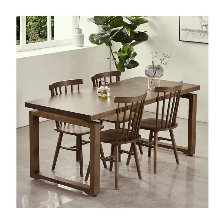 Wholesale Nordic Style Brown Color Dining Room Furniture Solid Wood Dining Table in Low Price Mesas Restaurante