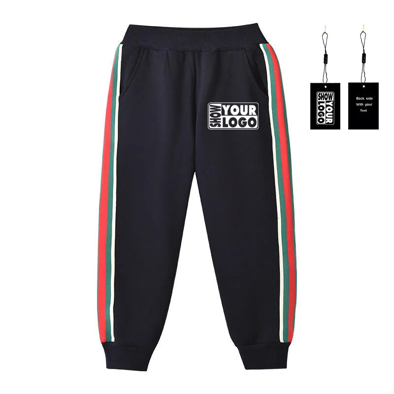 Fashion Casual Custom Leggings Design Children Sport Sweatpants for Boys and Girls Baby 100% Cotton Knitted Fabric 220g Plain