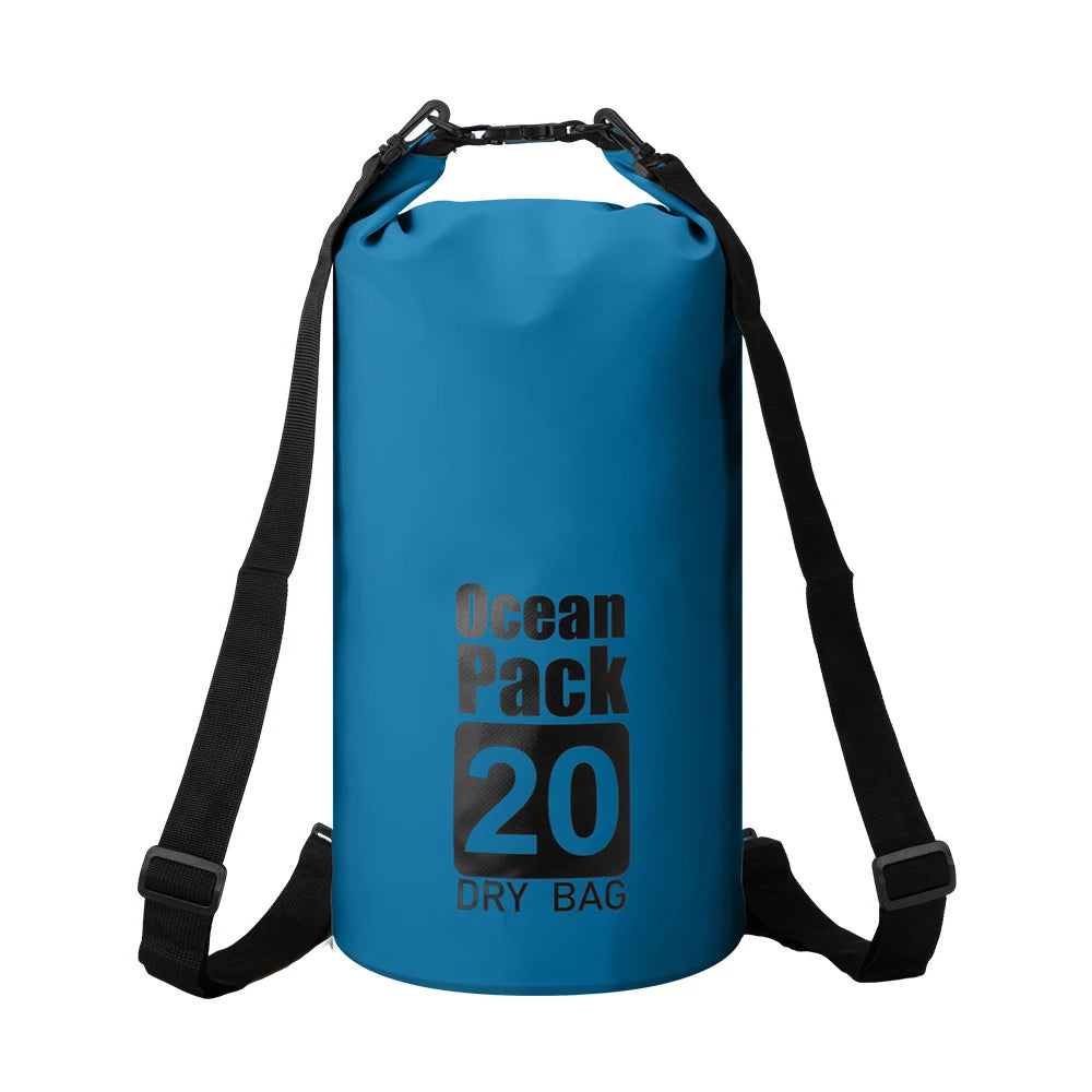 Low MOQ High Capacity 20L PVC Roll Top Boating Floating Swimming Waterproof Dry Bag for Outdoor Travel