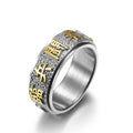 Chinese Style Qimen Dunjia Taoist Ring Jewelry Vintage Fidget Spinner Rings Stainless Steel Nine-character Mantra Ring