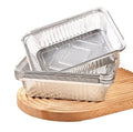 550ml Rectangle Recyclable PET Pulp Moulded Restaurant Kitchen Silver Aluminum Foil Containers with Lids