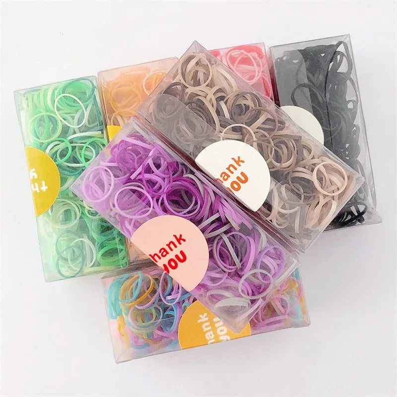 Hot Selling High Elasticity Hair Ties 300pcs/Box in Sweet Styles Colorful Rubber Bands Children Daily Hair Accessories No Damage
