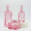 Unique Square Shape 40ml 100ml Lotion Glass Cosmetic Bottles for Skin Care Serum Cream Facial Cleanser Face Cream in Pink Color