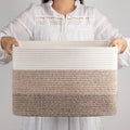 Wholesale Price ODM Big Capacity Toy Hamper Woven Basket Blankets Pillows Cotton Rope Basket With Long Handles for Home Decor MegaBDM