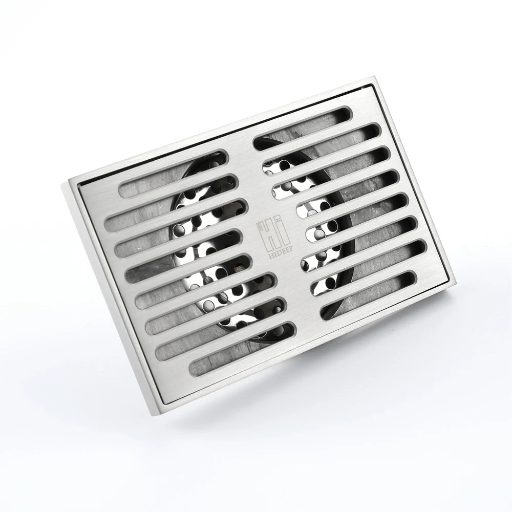 Brushed Nickel Modern Rectangular Brass Shower Floor Drain 24inch 65mm Easy Installation Bathroom Drain