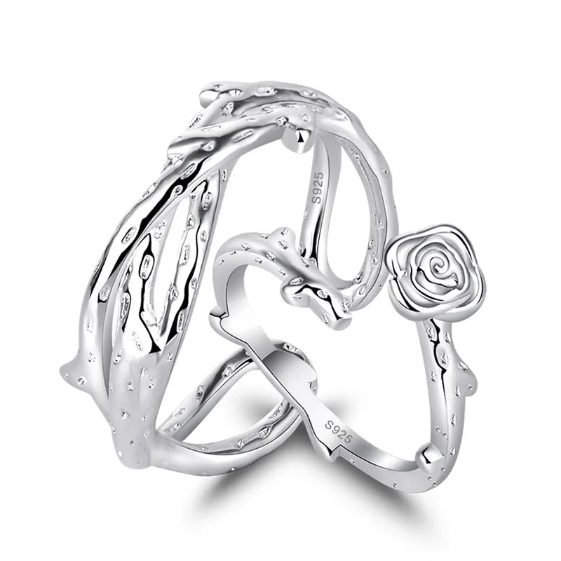 New Trendy Sweet Lover Simple Rose Couple Ring Trend Personality Open Ring for Lover Men Women Wedding Finger Ring