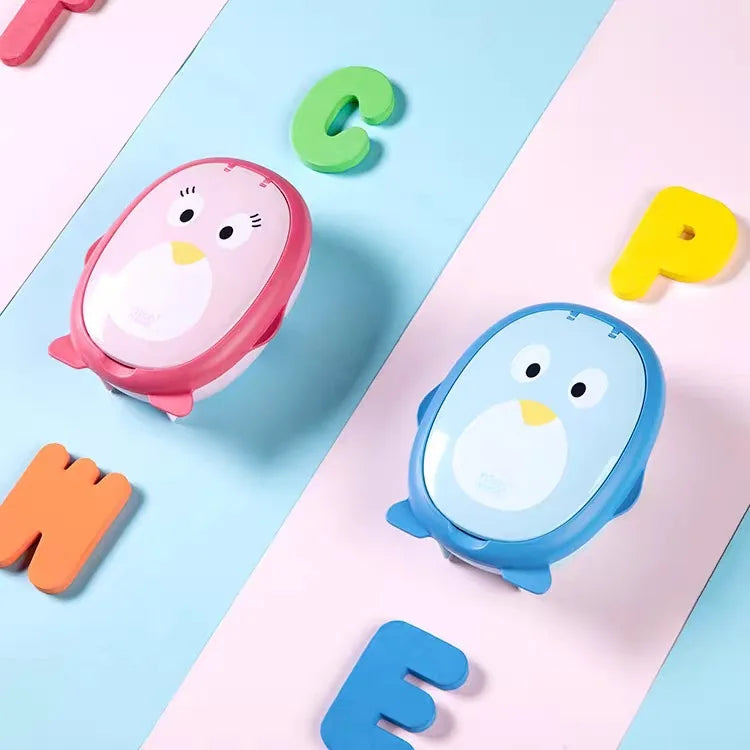 Factory Price Cute Penguin Cutlery Bento Lunch Box 2-Compartment School Kids' Food Container for Kids' Meals