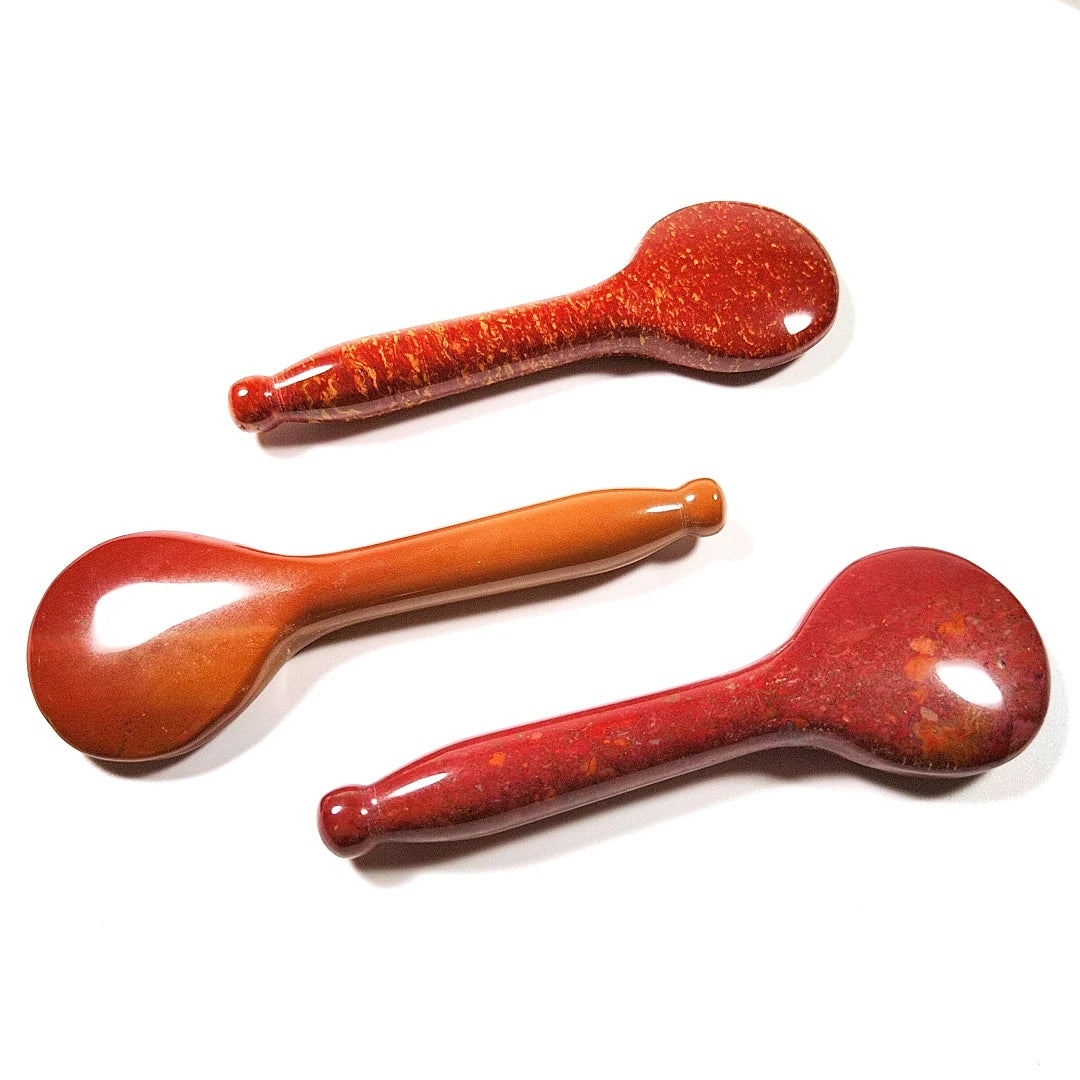 Huiying Newest design natural spoon jade guasha mookaite jasper stone guasha