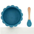 BPA Free Baby Silicone Bowl With Wooden Spoon Feeding Plate With Cutlery Spoon Set Cat Bowls Suction Plate With Spoon Fork Kit