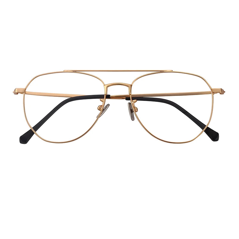 Hot Sale Fashion Gold Optical Frames Metal Double Bridge Glasses